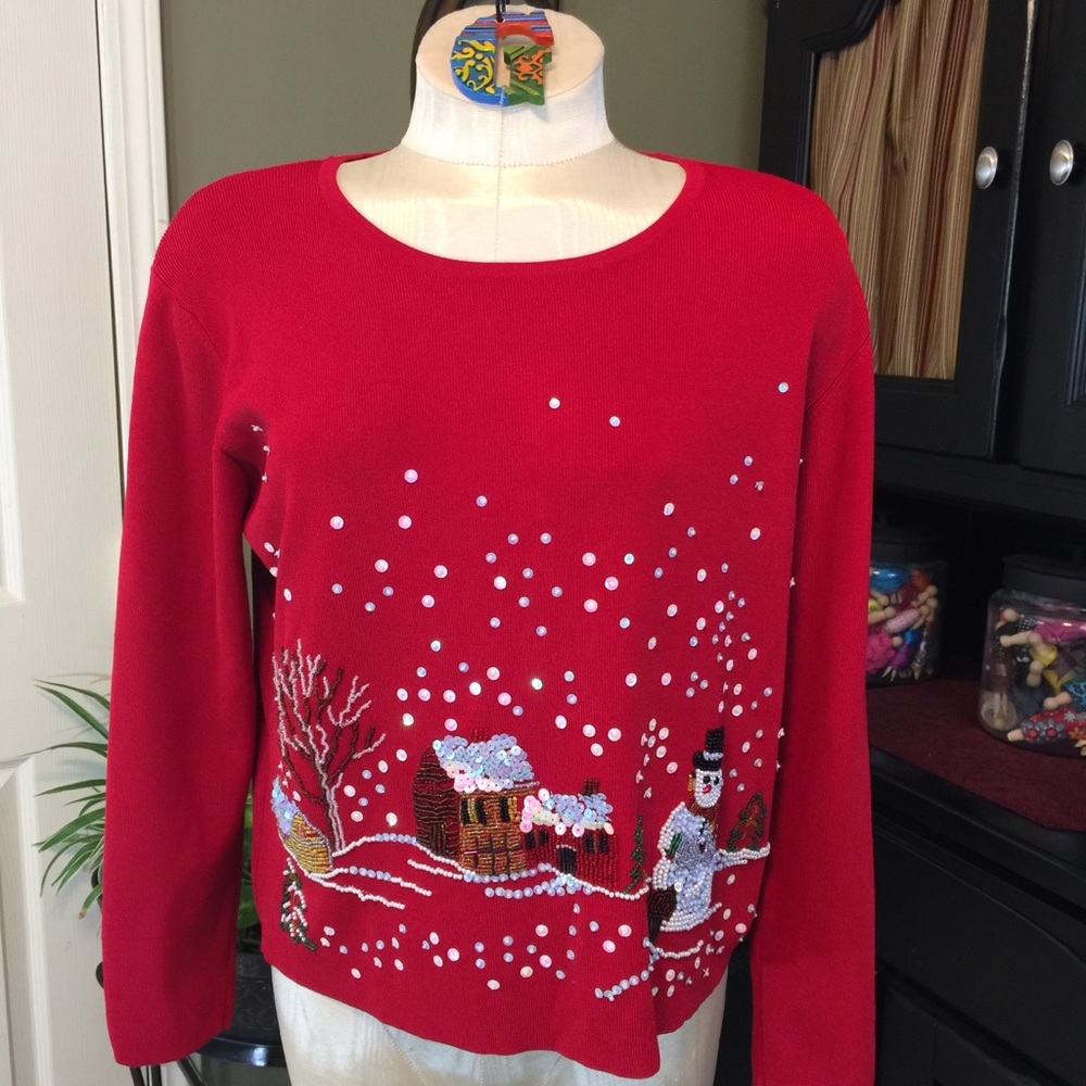 💥 Lisa International Red Christmas Sweater M